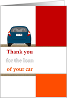 Thank You For Loan Of Car Back Of Car And Tail Light Colors card