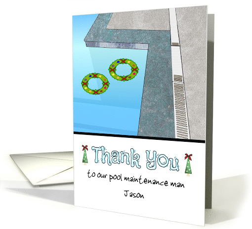 Christmas For Pool Maintenance Man Holiday Wreath Floats In Water card