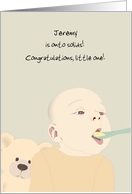 Custom Congratulations Baby Milestone Going Onto Solids card