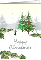 Christmas Track And Field Athlete Running On Wintry Country Road card