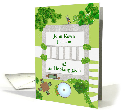 Birthday Garden Landscaper Landscape Design Sketch Lawnmower card