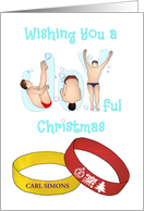 Joyful Christmas Divers In Stages Of Dive Routine Custom card