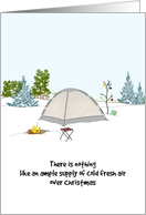 Christmas For Outdoor Loving Camper Tent In Snow Covered Countryside card