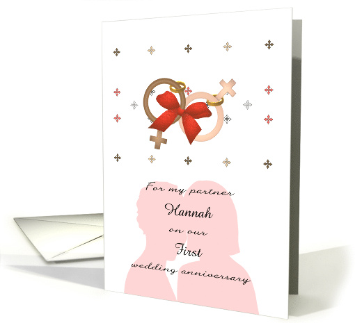 Custom Wedding Anniversary For Partner Lesbian Interracial Couple card
