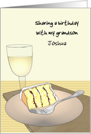 Sharing Birthday With Adult Grandson Slice Of Cake And Glass Of Wine card