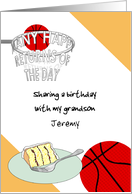 Sharing Birthday With Teenager Grandson Basketball And Cake card