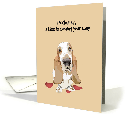 Pucker Up For A Kiss Basset Hound Valentine's Day card (1754294)