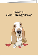 Pucker Up For A Kiss Basset Hound Valentine’s Day card
