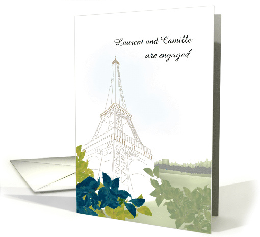 Engagement Announcement Eiffel Tower Paris Skyline Representation card