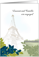 Engagement Announcement Eiffel Tower Paris Skyline Representation card