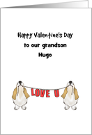 Valentine’s Day Basset Hounds Holding Up Letters LOVE U card