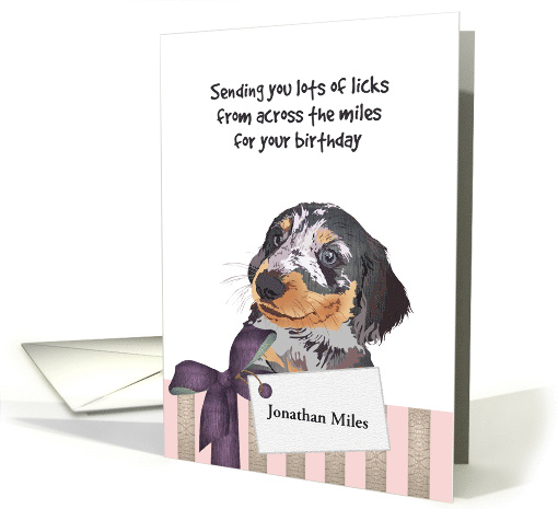 Birthday From Across The Miles Cute Dog With Present... (1756796)