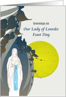 Feast Day of Our Lady of Lourdes Representation of Statue in Rock Cave card