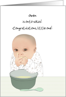 Custom Congratulations Baby Milestones Going Onto Solids card