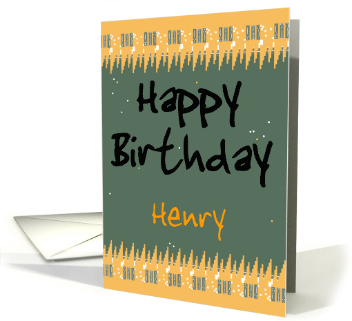 Custom Missing You On Your Birthday Orange Borders On Green card