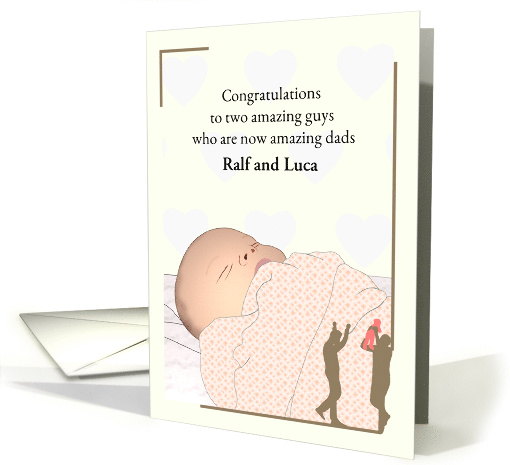 Gay Couple Adopting Baby Girl Cute Infant Asleep card (1759906)