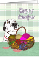 Easter For Pet Dalmatian Basket Of Colorful Eggs Plaid Pattern card
