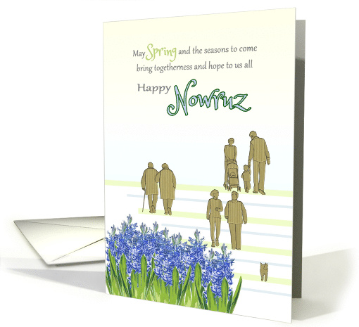 Nowruz People Out Walking On Spring Day Pretty Hyacinth Flowers card