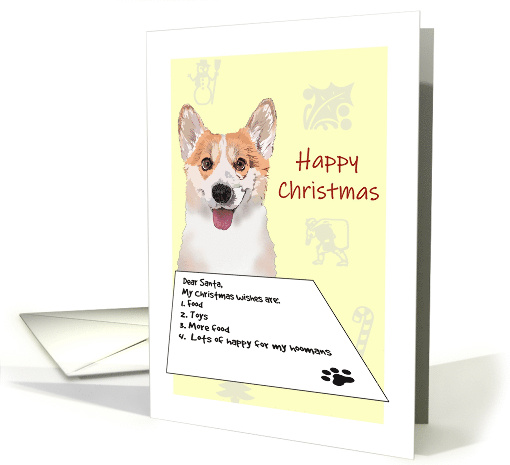 Corgi Dog Christmas Wish List Holiday Icons card (1763074)