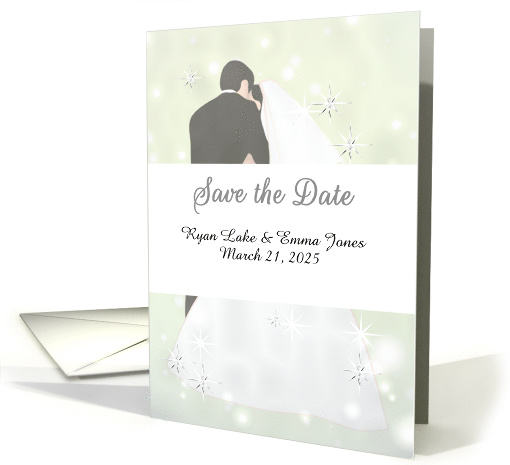 Wedding Save The Date Bride And Groom Holding Each Other card