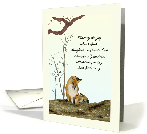 Daughter and Son In Law Expecting First Baby Family Of Foxes card