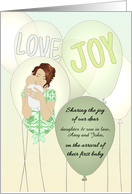 First Grandchild Announcement Mom Baby Love Joy Reflected In Balloons card