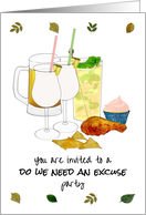 Do We Need An Excuse Party Invitation Cocktails Roast Chicken Cupcake card