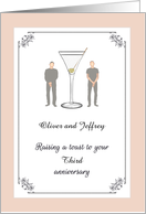 Wedding Anniversary Gay Couple Raising A Toast Dry Martini Custom card