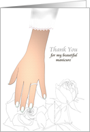 Thank You Bridal Manicurist Bride’s Hand Showing Pretty Nails card