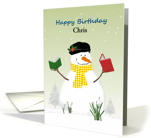 Custom Happy Birthday Snowman's Stick Hands Holding Books... (1787906)