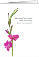 Anniversary Aunt’s Passing Cousin to Cousin Gladioli Flowers card