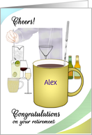 Congratulations Retirement Barkeep Drink Stirrer in a Cup of Coffee card