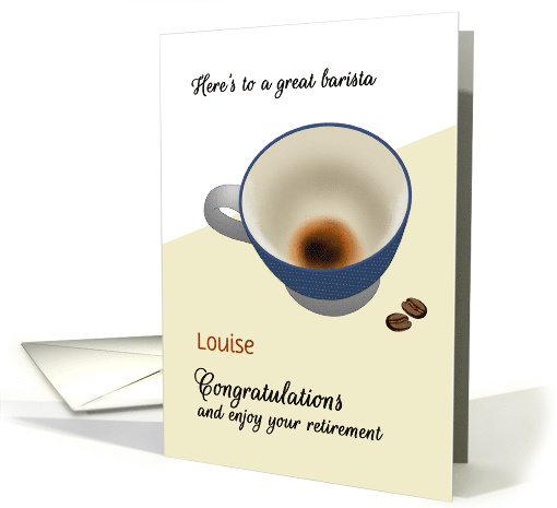 Congratulations Retirement Barista Last Drop of Coffee in Cup card