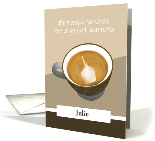 Birthday Barista Coffee with Cupcake Candle Coffee Froth Design card