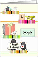 Cute Rats with Gift and Custom Name and Age Birthday Wish card