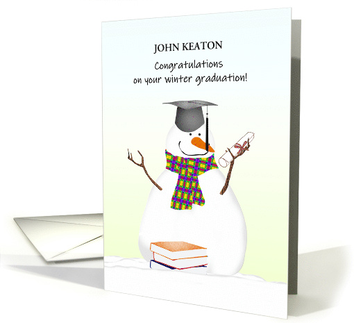 Winter Graduation Snowman Wearing Graduate Cap Holding... (1794222)