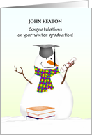 Winter Graduation Snowman Wearing Graduate Cap Holding Certificate card