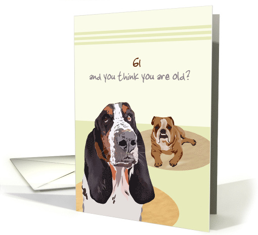 Custom Age You Think You Are Old Basset Hound and Boxer Birthday card