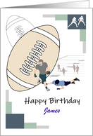 Custom Name Birthday for Him Young Man Football Players in a Game card