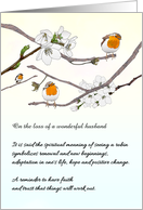 Loss of Husband Symbolism of Robin BIrd Perched on Branches card