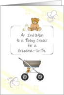 Invitation Baby Shower Held For Grandma To Be Teddy Stroller Bassinet card