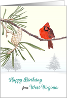 Birthday Greetings from West Virginia Official State Bird Cardinal card