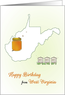 Birthday Greetings from West Virginia Honey Bees Hives Jar of Honey card