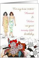 Custom Birthday Sibling to Own Twin Sisters Stylish Looking Sisters card