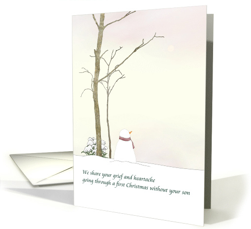 First Christmas Bereaved Loss of Son Lone Snowman Evening Sky card