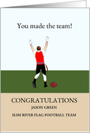 Custom Congratulations Male Player Making the Flag Football Team card