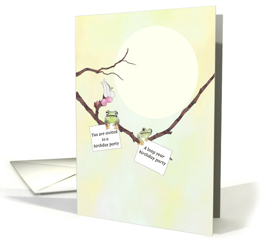 Invitation to Leap Year Birthday Party Frogs Gripping... (1814072)