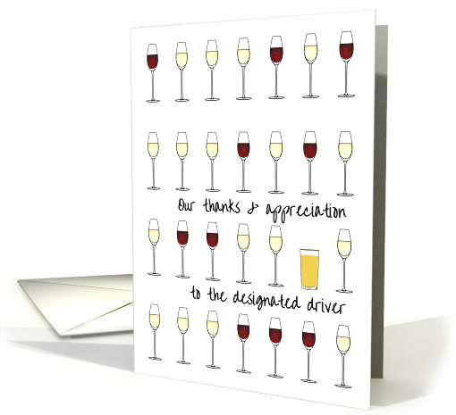 Thank You Designated Driver for Day or Evening Out No Alcohol card