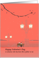 Valentine’s Day Like a Father to Me 2 Men Sitting on Bench Coral Color card