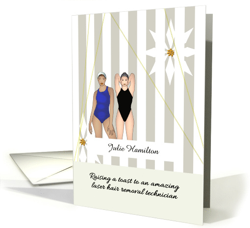 Birthday Laser Hair Removal Technician Ladies in Swimwear card